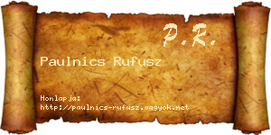 Paulnics Rufusz névjegykártya